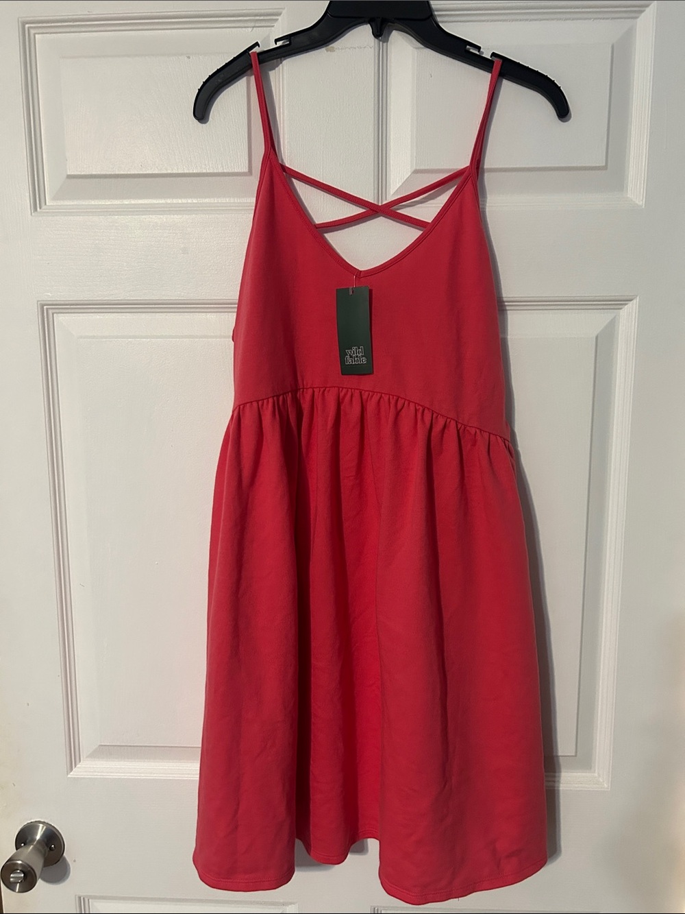 wild fable Red Spaghetti-Strap Sundress with Crisscross Back